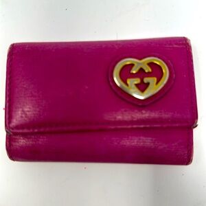 Gucci Pink Leather 6 slot Keychain Holder GUC​​